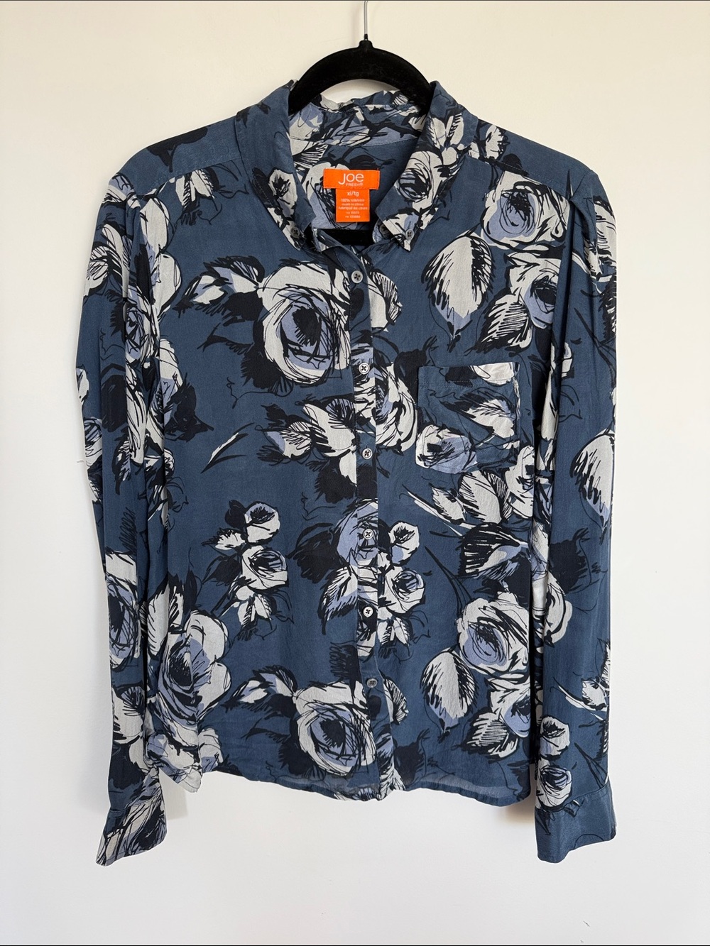 Joe Fresh 100% Silk Floral Button Down Blouse XL